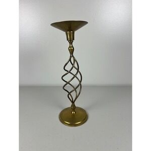 Vintage Solid Brass Spiral Barley Twist Taper Candlestick Holder‎ 12 Inch Gold